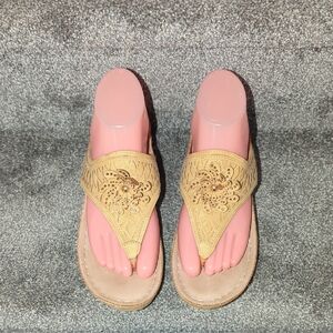 Tan Floral Women's Sandals